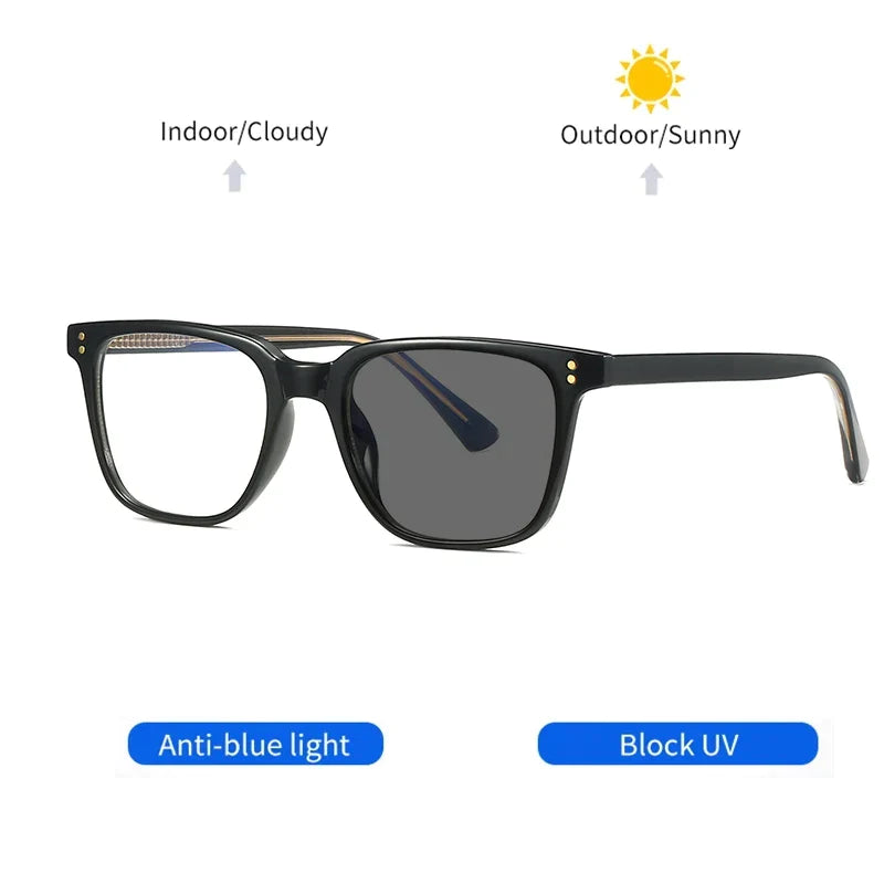 Classic Square Photochromic Lenses Reading Glasses