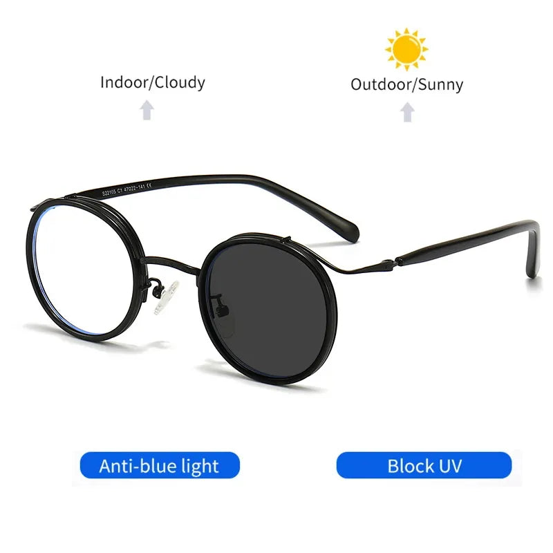 Round Retro Photochromic Reading Glasses