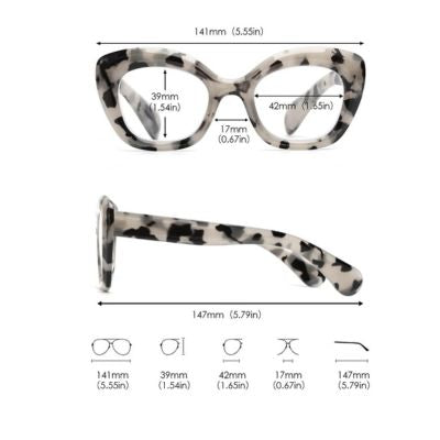 Oversize Cat Eye - Reading Glasses Anti-Blue Light Lenses